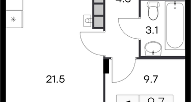 1-к. квартира, 40&nbsp;м²