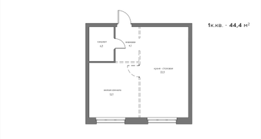 1-к. квартира, 44&nbsp;м²