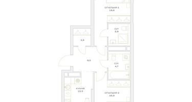 2-к. квартира, 66 м²