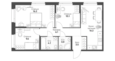 3-к. квартира, 68&nbsp;м²