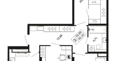 3-к. квартира, 82 м²