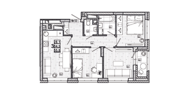 3-к. квартира, 55&nbsp;м²