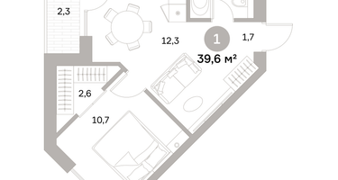 1-к. квартира, 39&nbsp;м²