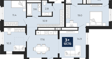 3-к. квартира, 100&nbsp;м²