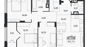 4-к. квартира, 80&nbsp;м²