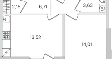 1-к. квартира, 44&nbsp;м²