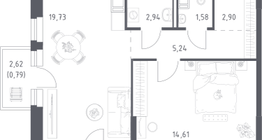 1-к. квартира, 48&nbsp;м²
