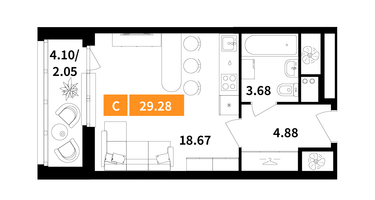 Студия, 29 м²