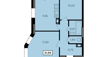 2-к. квартира, 51&nbsp;м²