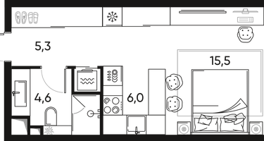 1-к. квартира, 32&nbsp;м²