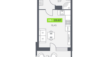 1-к. квартира, 25&nbsp;м²