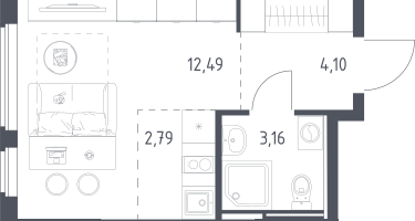 Студия, 22&nbsp;м²