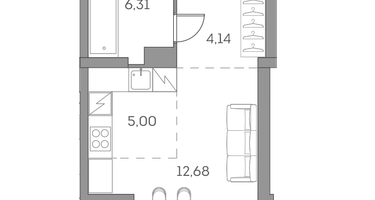 Студия, 28 м²