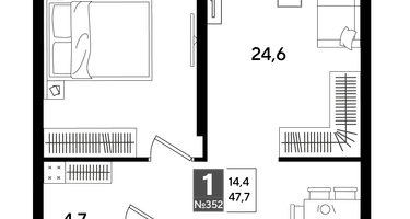 1-к. квартира, 47&nbsp;м²
