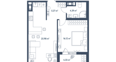 Студия, 53&nbsp;м²