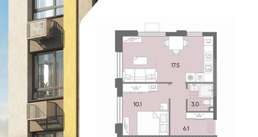 1-к. квартира, 36 м²