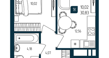 1-к. квартира, 30&nbsp;м²