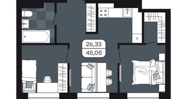 Студия, 45&nbsp;м²