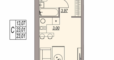 Студия, 23&nbsp;м²