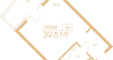 1-к. квартира, 39&nbsp;м²