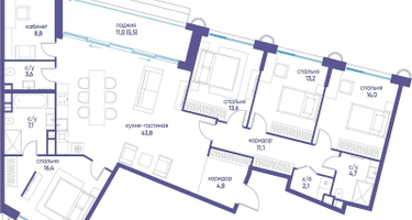 1-к. квартира, 148&nbsp;м²