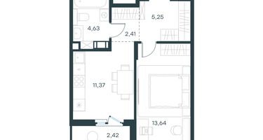 1-к. квартира, 39&nbsp;м²