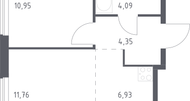 Студия , 38&nbsp;м²