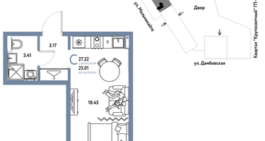 Студия, 27 м²