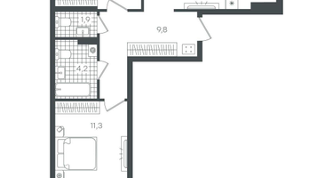 2-к. квартира, 64&nbsp;м²