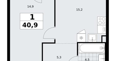 1-к. квартира, 40&nbsp;м²