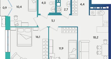 3-к. квартира, 73&nbsp;м²