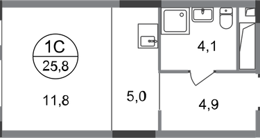Студия, 25&nbsp;м²