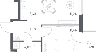 Студия, 37&nbsp;м²