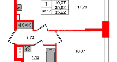 1-к. квартира, 35&nbsp;м²