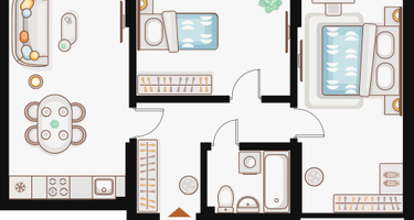 2-к. квартира, 63&nbsp;м²