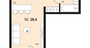 1-к. квартира, 28&nbsp;м²
