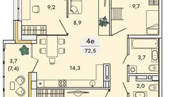 Студия, 72&nbsp;м²