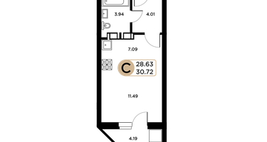 Студия, 29&nbsp;м²