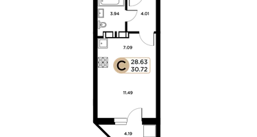 Студия, 29&nbsp;м²