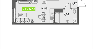 Студия, 24&nbsp;м²