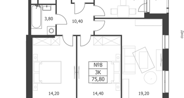 3-к. квартира, 75&nbsp;м²