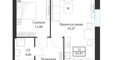 1-к. квартира, 47&nbsp;м²