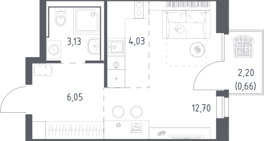 Студия, 26&nbsp;м²