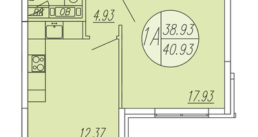 1-к. квартира, 40 м²
