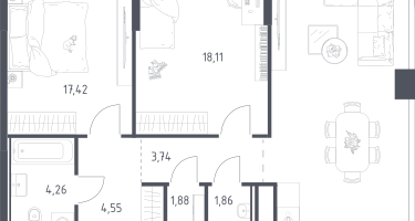 Студия, 84&nbsp;м²