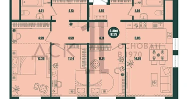 3-к. квартира, 87&nbsp;м²
