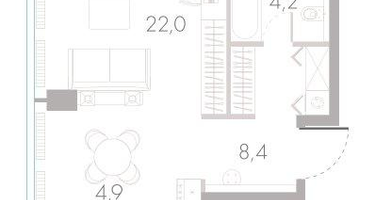 Студия, 41 м²