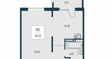 1-к. квартира, 40&nbsp;м²