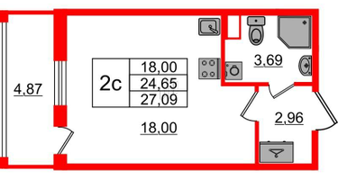Студия, 24&nbsp;м²