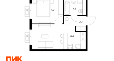 1-к. квартира, 34&nbsp;м²
